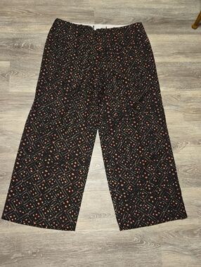 Peruvian Connection Patterned Cropped Wide Leg Pants Sz 10